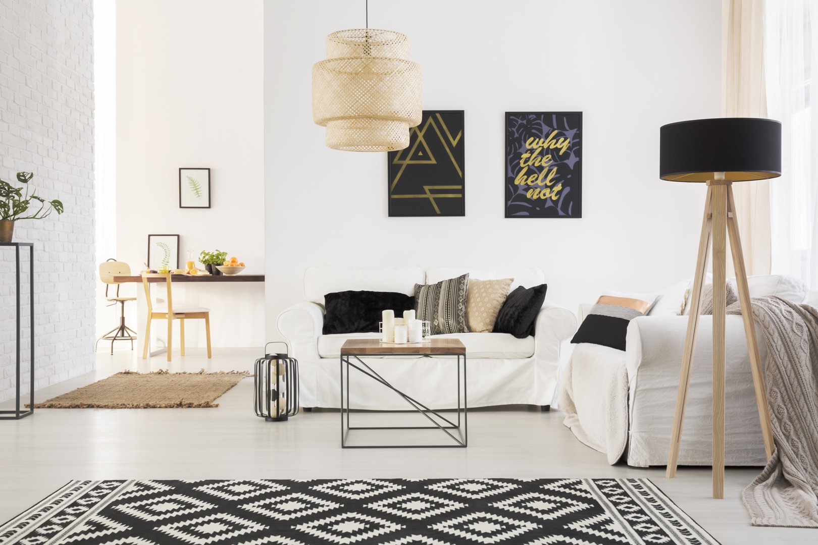 Stylish loft with sofa Relaxing apartment bay view